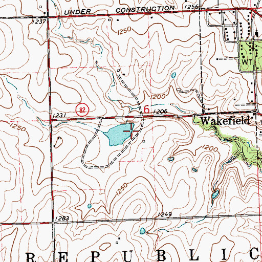 Topographic Map of Clay County Lake Dam, KS