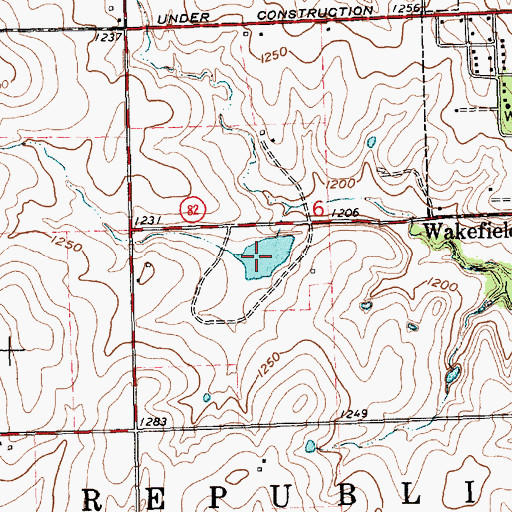 Topographic Map of Clay County Lake, KS