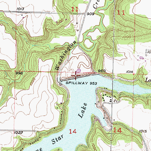 Topographic Map of Lone Star Lake Dam, KS