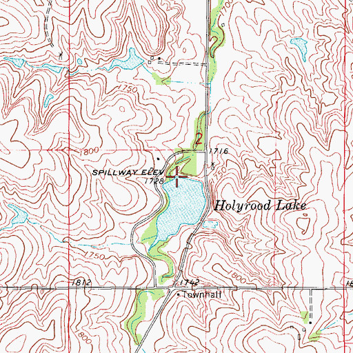 Topographic Map of Ellsworth County Dam, KS