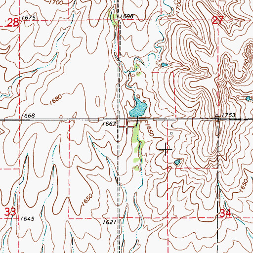 Topographic Map of Jewell County Dam, KS
