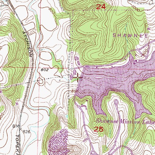 Topographic Map of Johnson County Dam, KS