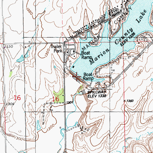 Topographic Map of Marion County Dam, KS