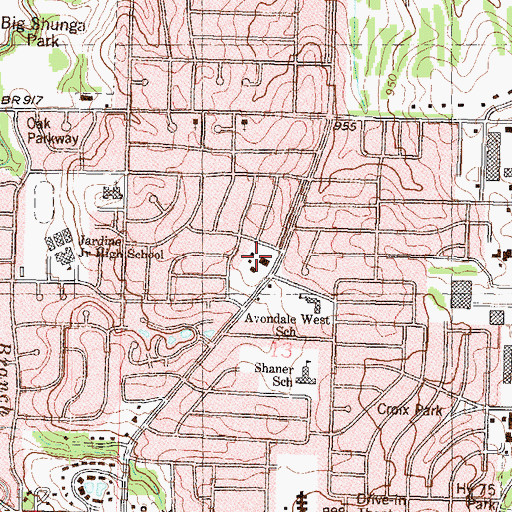 Topographic Map of Lake Afton Dam, KS