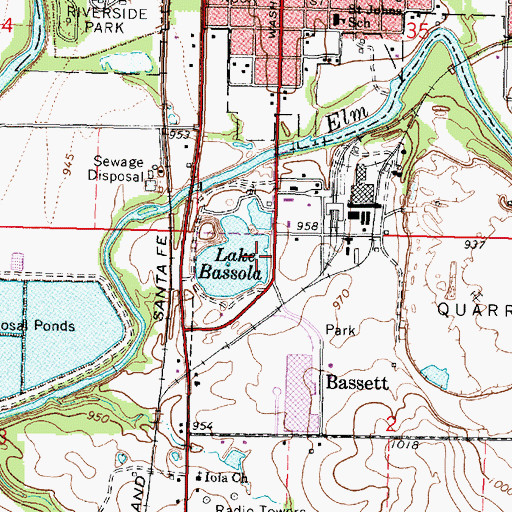 Topographic Map of Lake Bassola Dam, KS