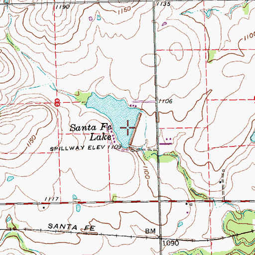 Topographic Map of Santa Fe Lake Dam, KS