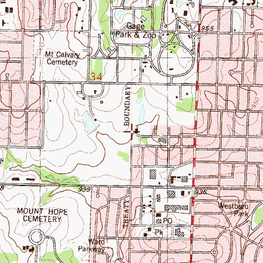 Topographic Map of Lowell Dam, KS