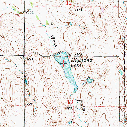 Topographic Map of Highland Dam, KS