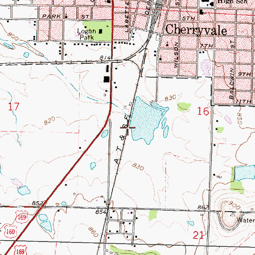 Topographic Map of Cherryvale City Lake Dam, KS
