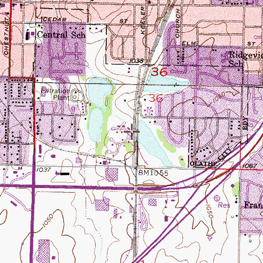 Topographic Map of Frisco Lake Park Dam, KS
