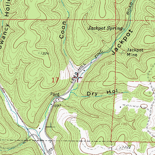 Topographic Map of Coon Hollow, AR