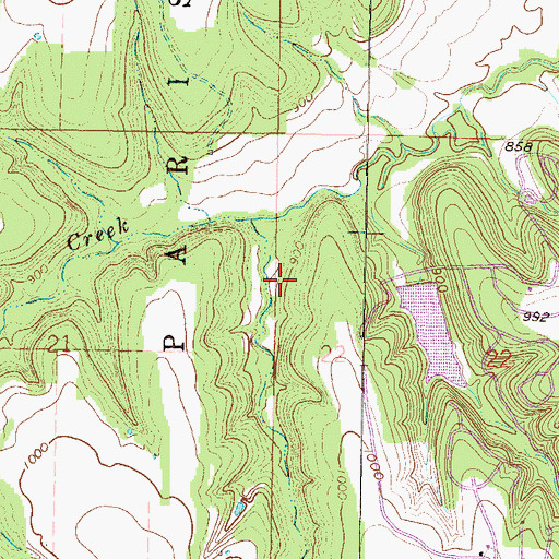 Topographic Map of Lake Chaparral Dam, KS