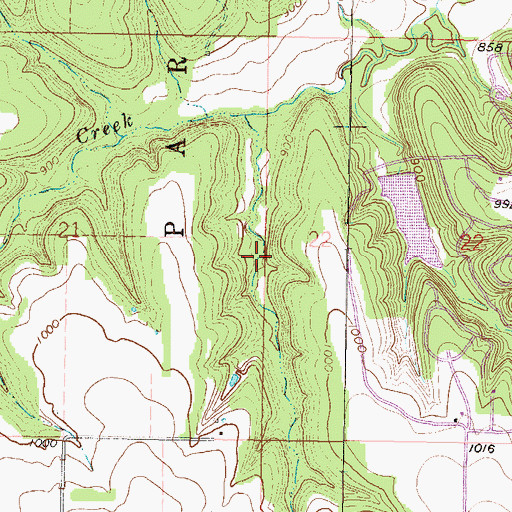 Topographic Map of Lake Chaparral, KS