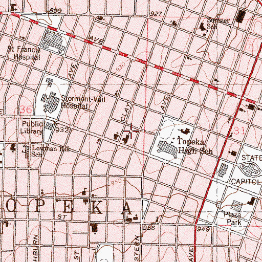 Topographic Map of Saint John's Lutheran Church, KS