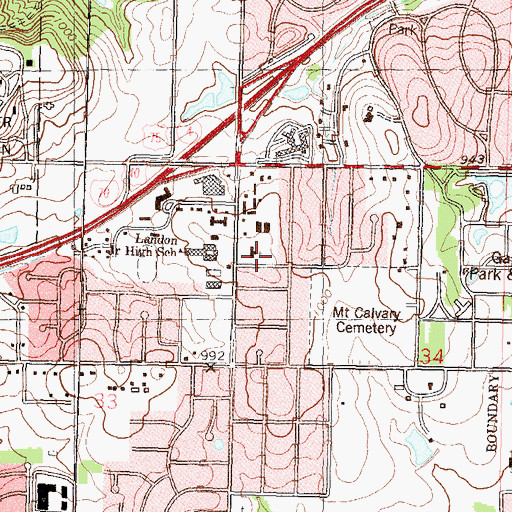 Topographic Map of Fairlawn Church of the Nazarene, KS