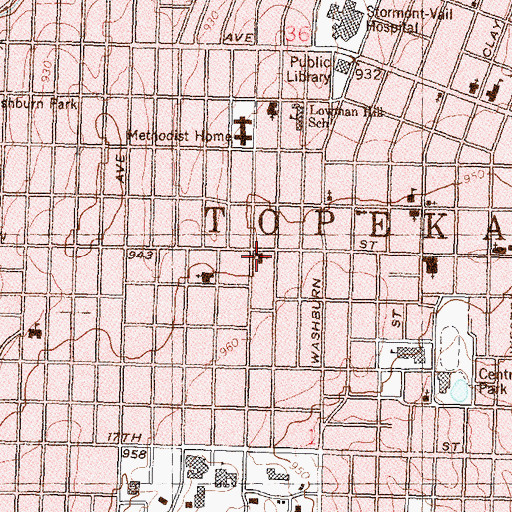 Topographic Map of Central Church of Christ, KS