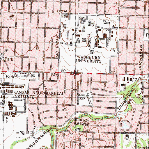 Topographic Map of Community Church, KS