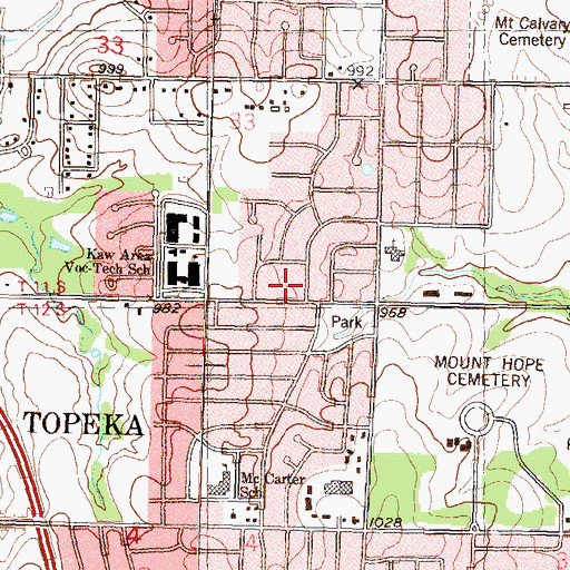 Topographic Map of Fairlawn Heights Wesleyan Church, KS
