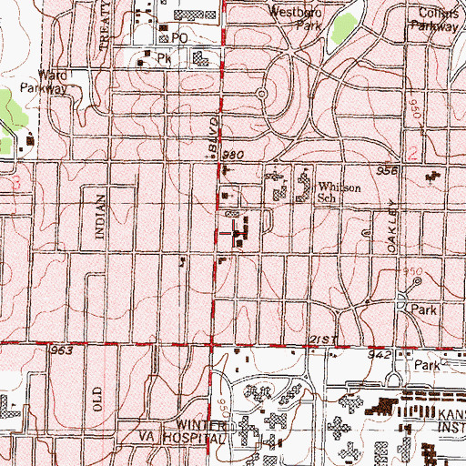 Topographic Map of First Christian Church, KS