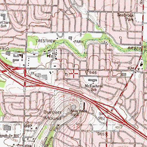 Topographic Map of Southwest Baptist Church, KS