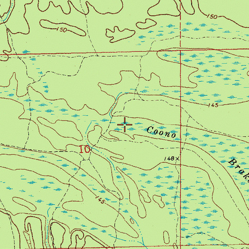 Topographic Map of Coono Brake, AR
