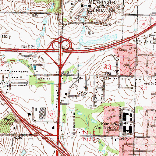 Topographic Map of Beautiful Saviour Evangelical Lutheran Church, KS