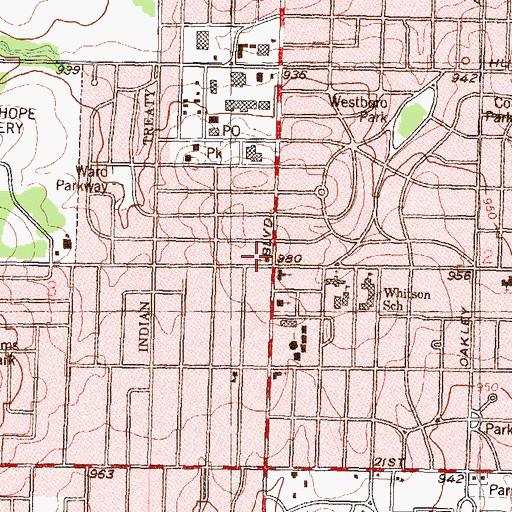 Topographic Map of Saint David's Episcopal Church, KS