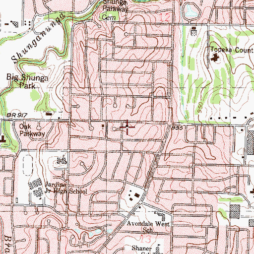 Topographic Map of South Knollwood Baptist Church, KS