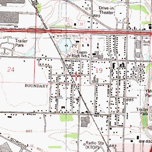 Topographic Map of Seaman Baptist Church, KS