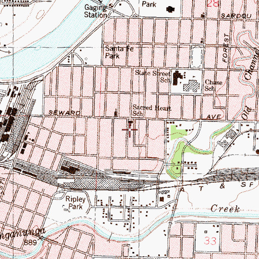 Topographic Map of Sacred Heart Catholic Church, KS