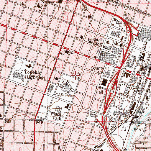 Topographic Map of Mater Dei Parish - Assumption Church, KS