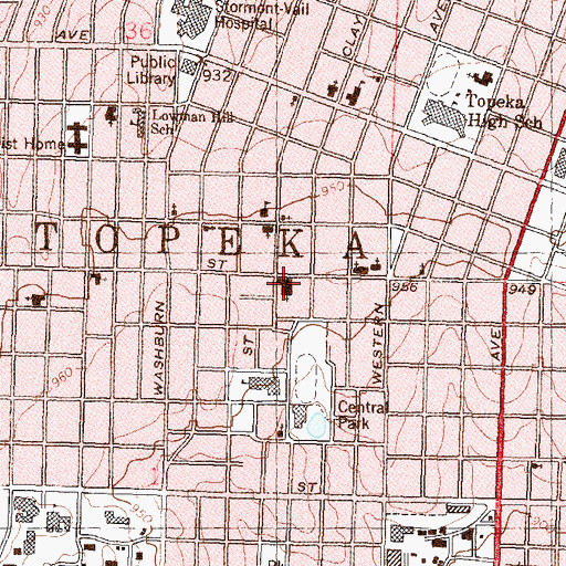 Topographic Map of Central Congregational Church, KS