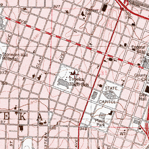 Topographic Map of Bethany Place Church Conference Center, KS
