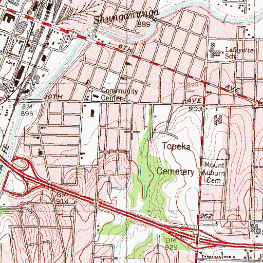 Topographic Map of East Branch Missionary Baptist Church, KS