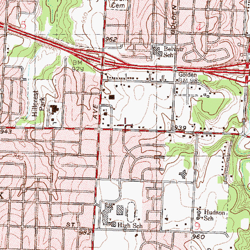 Topographic Map of California Acres Church of Christ, KS
