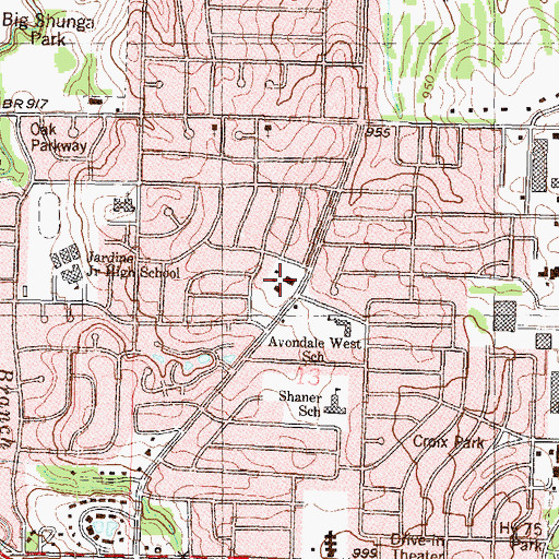 Topographic Map of Countryside United Methodist Church, KS