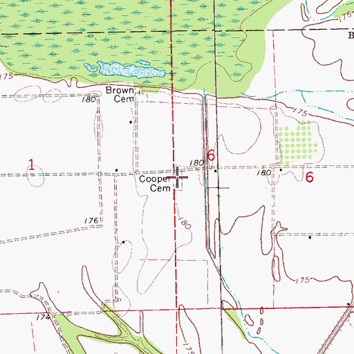 Topographic Map of Cooper Cemetery, AR