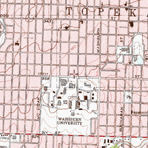 Topographic Map of University United Methodist Church, KS