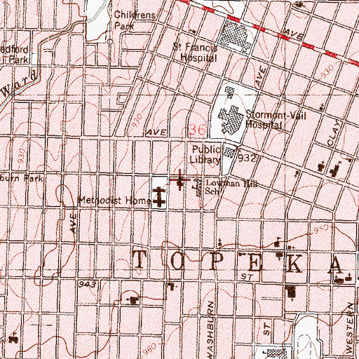Topographic Map of Topeka Bible Church, KS