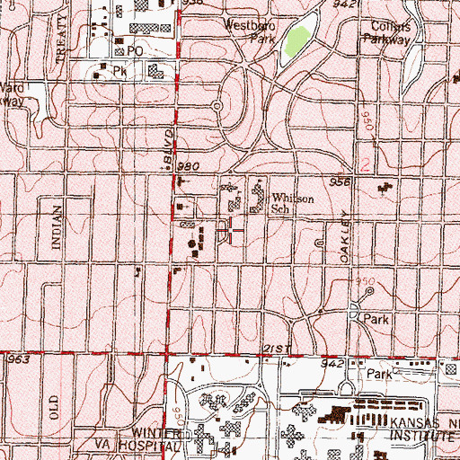 Topographic Map of Most Pure Heart of Mary Church, KS