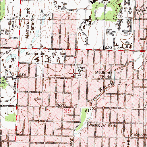 Topographic Map of Gage Park Wesleyan Church, KS