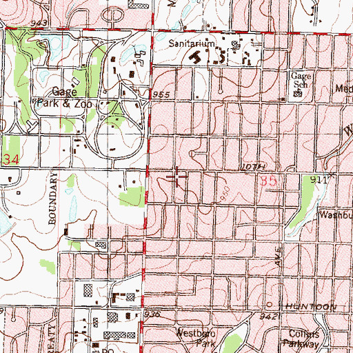 Topographic Map of Gage Park Baptist Church, KS