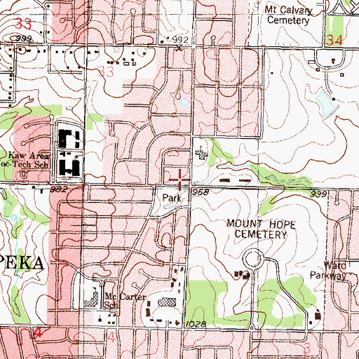 Topographic Map of Fair Town Heights Wesleyan Church, KS