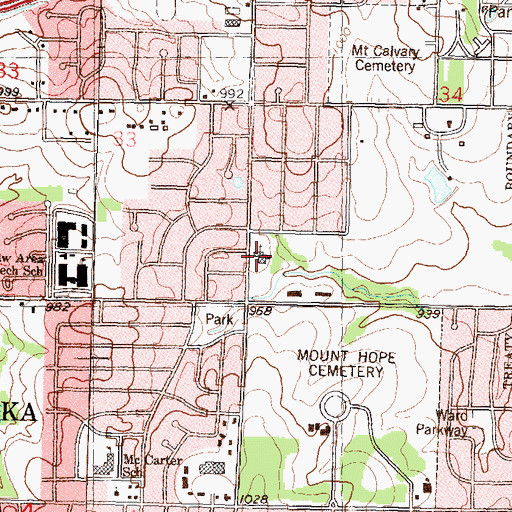 Topographic Map of First Lutheran Church, KS