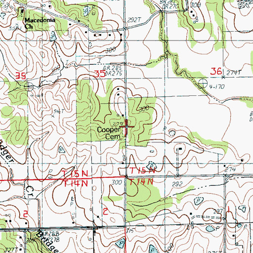 Topographic Map of Cooper Cemetery, AR
