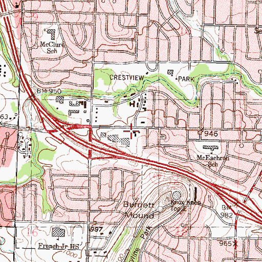 Topographic Map of Town and Country Christian Church, KS