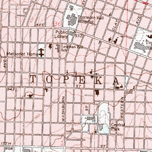 Topographic Map of Lane Chapel Christian Methodist Episcopal Church, KS