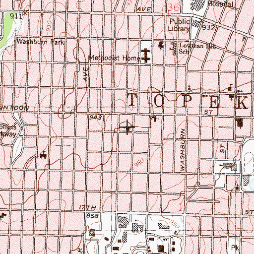 Topographic Map of Westminster Presbyterian Church, KS