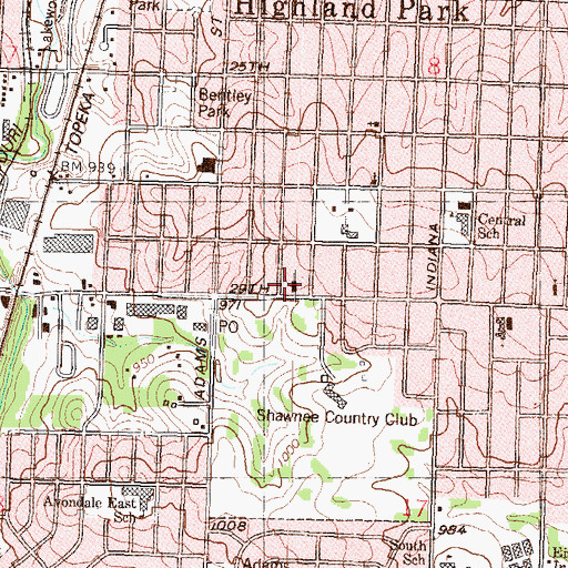 Topographic Map of Highland Park Baptist Church, KS