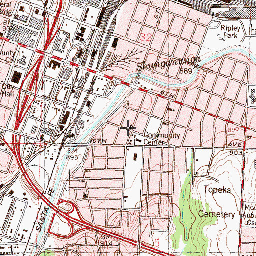 Topographic Map of New Jerusalem Baptist Church, KS